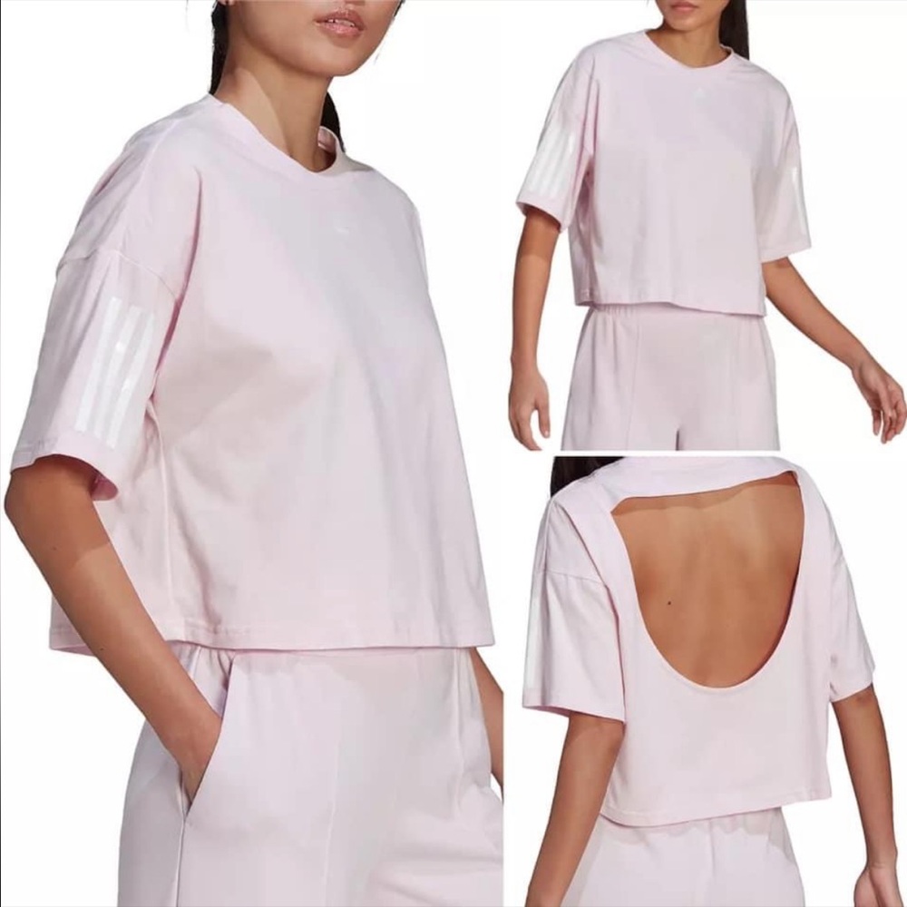 Adidas cut out back, cropped t shirt